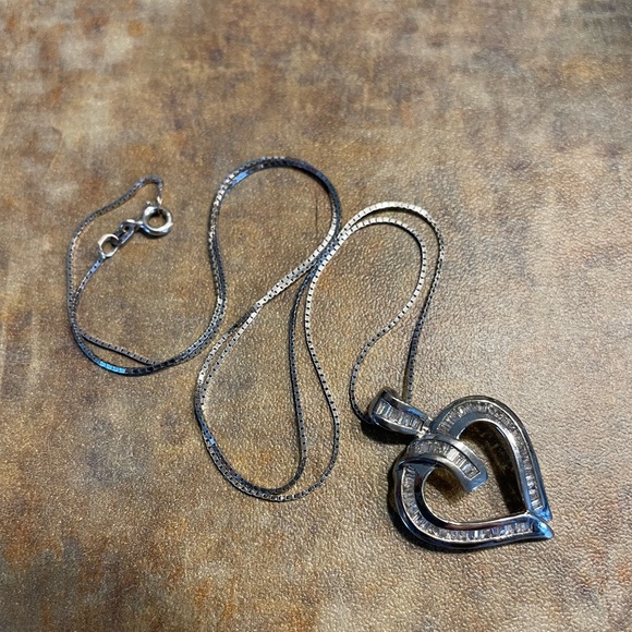 14KWG Baguette Diamond 20” Pendant - Picture 1 of 4